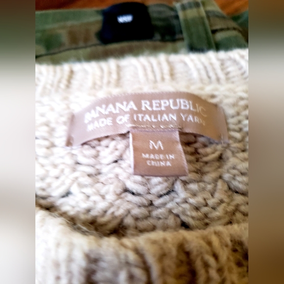 Chunky Knit Merino Alpaca Wool Blend Fisherman Style Sweater by Banana Republic - Picture 5 of 9